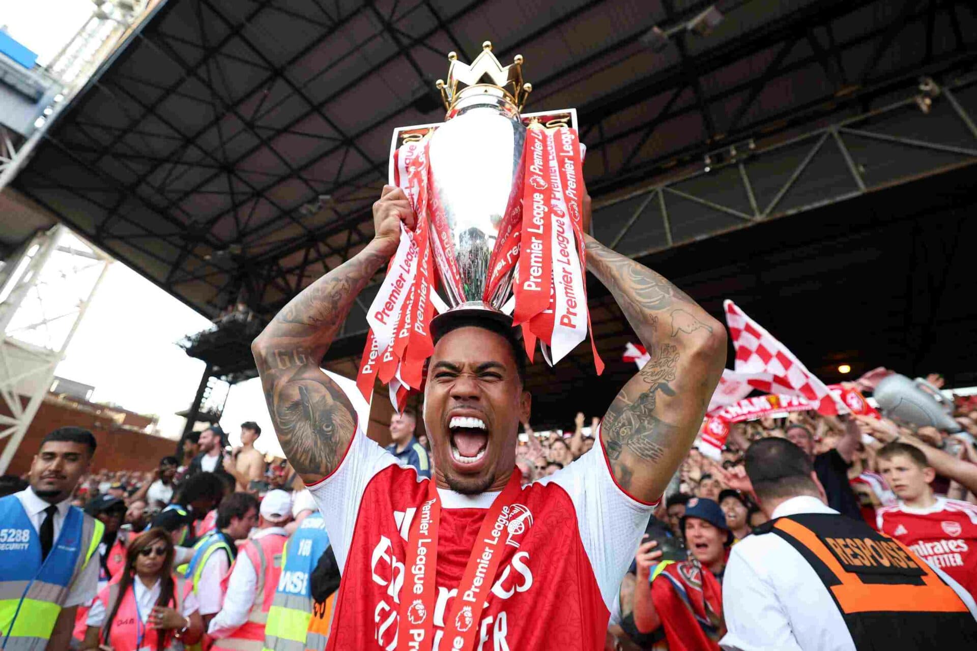 Gabriel makes Haaland dig as he celebrates Arsenal title