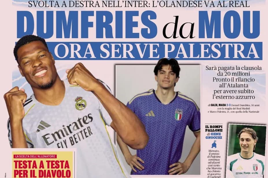 Today’s Papers – Dumfries joins Mourinho, Donnarumma leads the young Italy