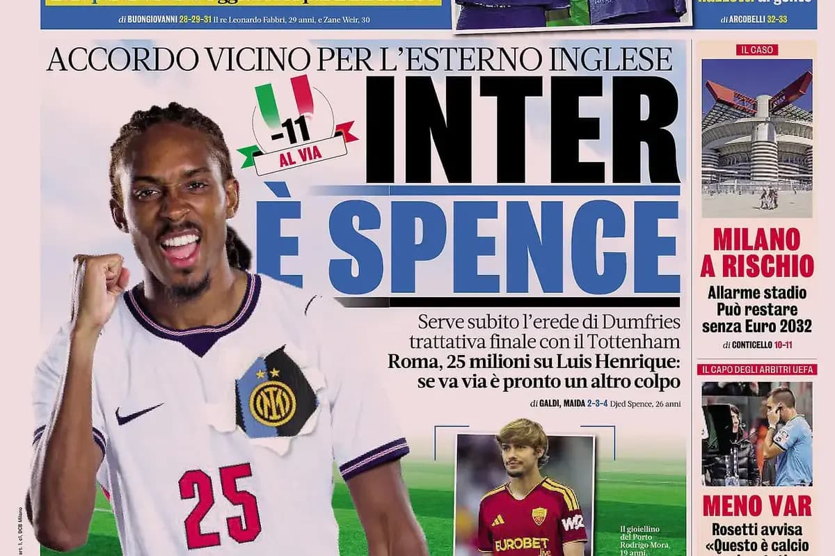 Today’s Papers: Inter want Spence, Roma love Mora, Vlahovic to Besiktas
