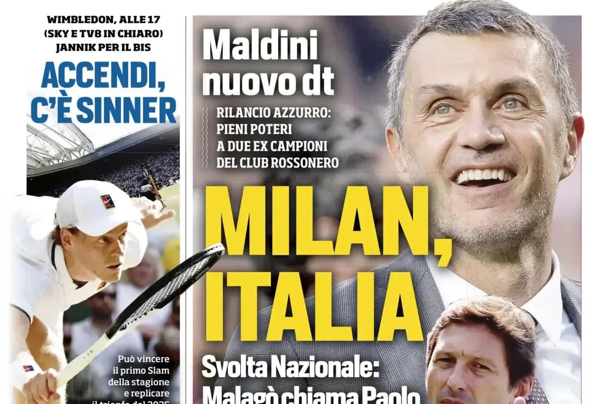 Today’s Papers: Maldini yes for Italy, Khalaili concerns for Inter, Sinner final