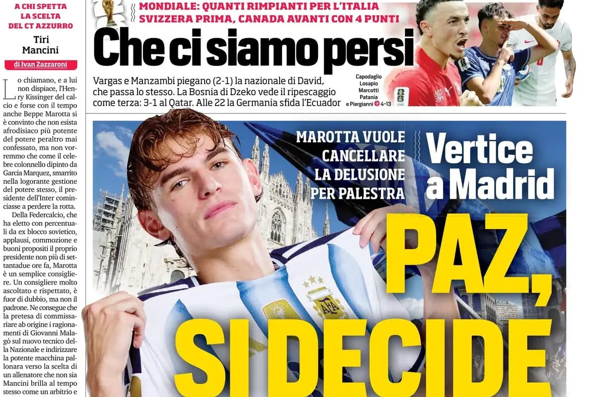 Today’s Papers: Italy require Maldini, Paz decision coming, Roma say no to 100m