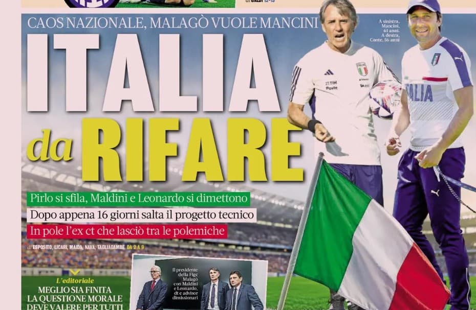 Today’s Papers – Italy’s farce, Maldini leaves already, Stones to join Inter