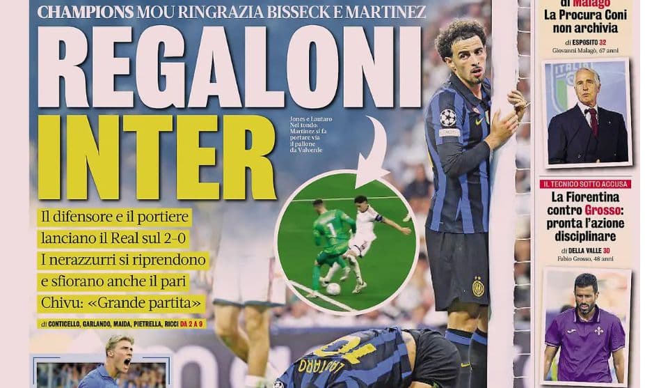 Today’s Papers – Big Inter gifts, Juventus in trouble