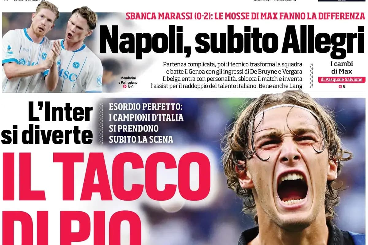 Today’s Papers: Inter set the pace, Esposito show, Genoa fury at Napoli winner