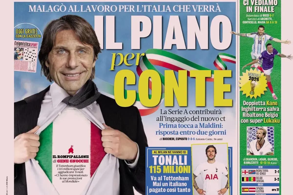Today’s Papers: Tonali record, Italy’s plan for Conte, Kane heroics