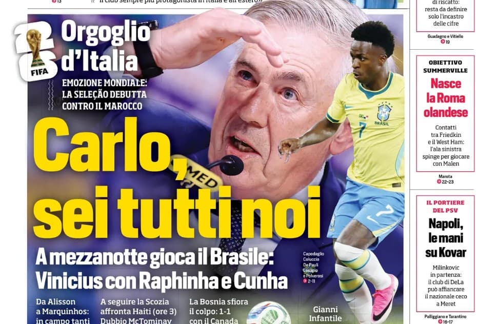 Today’s Papers – Ancelotti represents Italy at the World Cup, Rangnick runs away from Milan