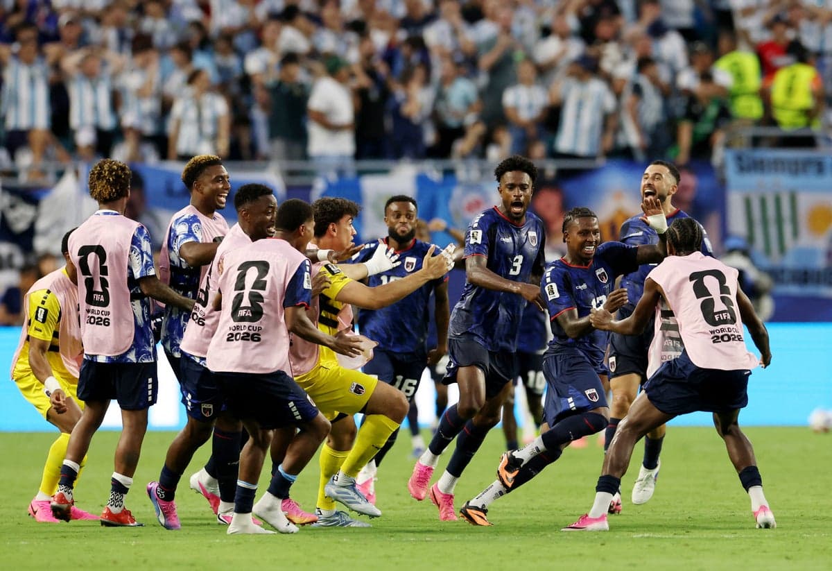 Cape Verde’s Sidny Cabral celebrates in crowd after scoring screamer against Argentina