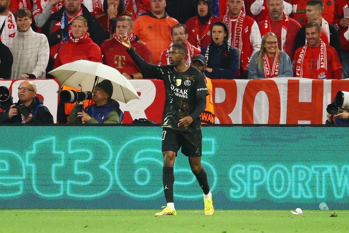 Ousmane Dembele has lighter thrown at him by fans in Bayern v PSG Champions League semi-final