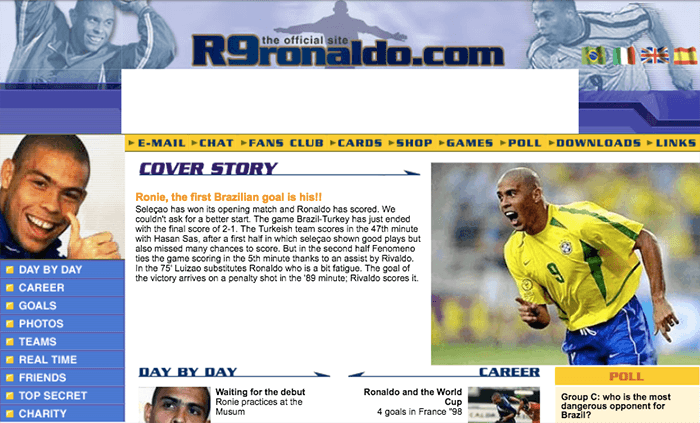 A celebration of Ronaldo fan sites of the early 2000s – ‘My header is bad’