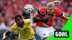 Haaland heads Norway into lead against Brazil